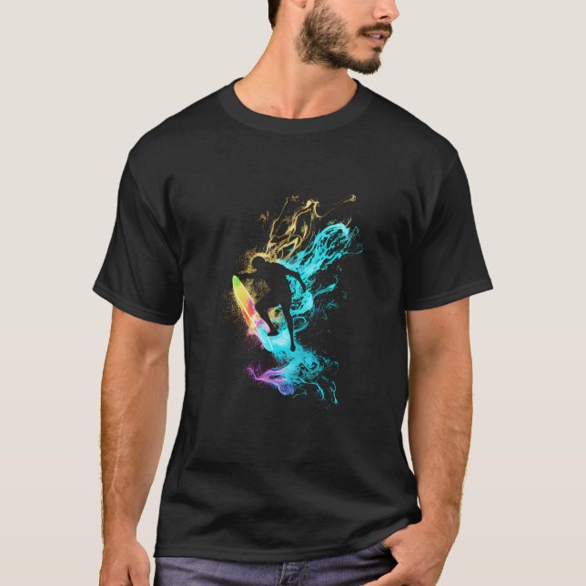 Surfen Surfen Reiten Surf Urlaub Farbenfrohe Surfe T-Shirt (Vorderseite)