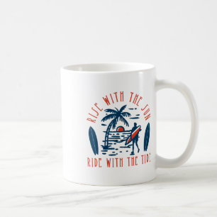 Surfen Surfer Aufstehen Mit Der Sonne Reiten Mit D Kaffeetasse