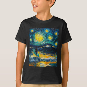 Surfen Surfer Surfbrett - Van Gogh Stil - Sternenk T-Shirt