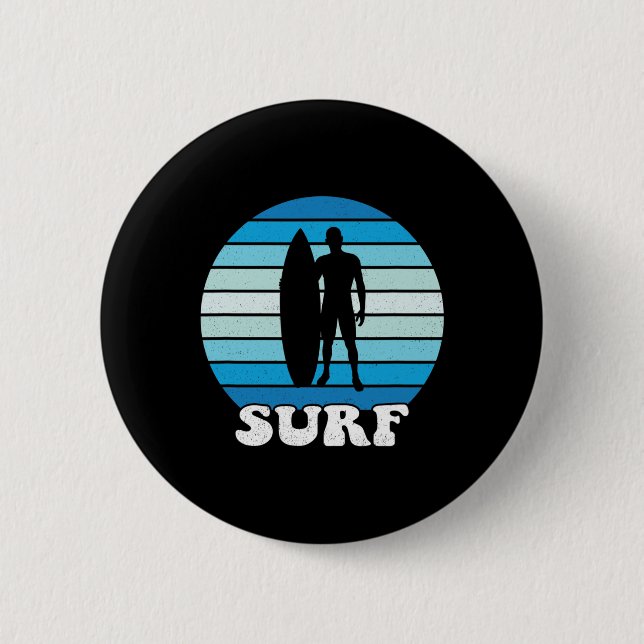 Surfen Surfer Surfstrand Coole Retro Vintage-Ferie Button (Vorderseite)