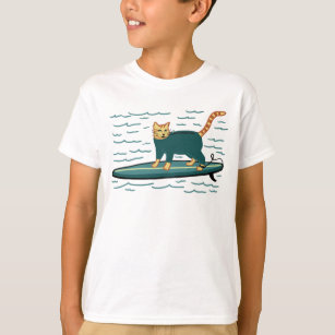 Surfen Tabby Katze Niedlich T-Shirt