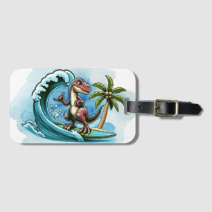 Surfen tropischer Dinosaurier Gepäckanhänger