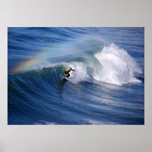 Surfen unter einem Regenbogen Poster (Vorne)