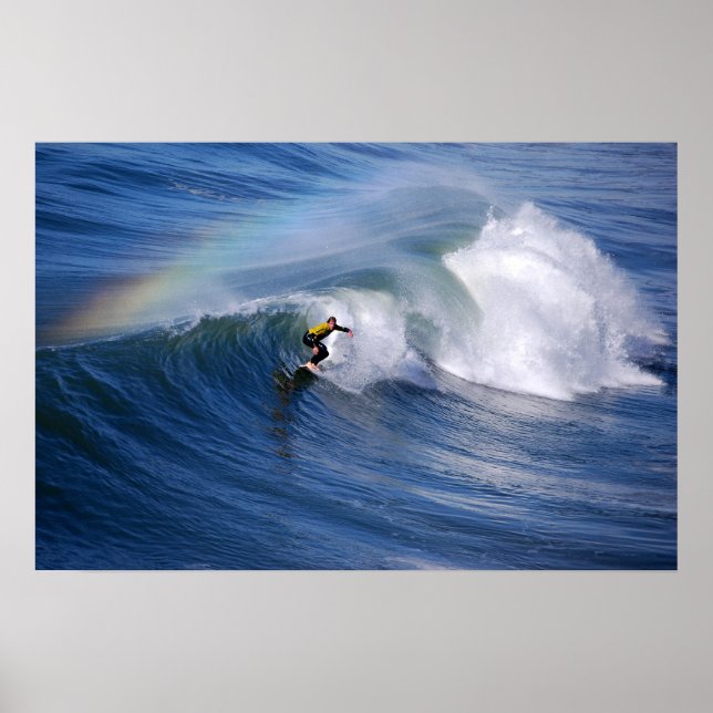Surfen unter einem Regenbogen Poster (Vorne)