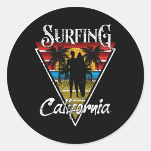 Surfen Vater Kalifornien Strände Surfen Cali Beach Runder Aufkleber