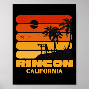 Surfen Vintag Rincon Beach California Retro Surf Poster