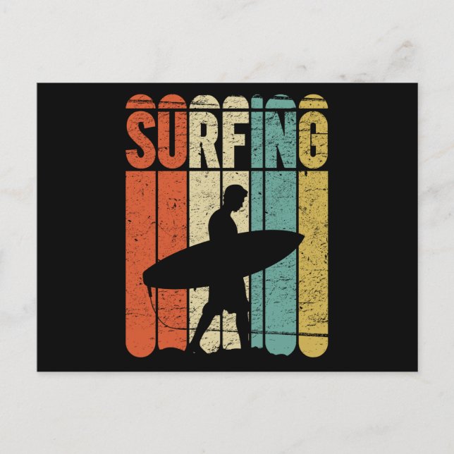 Surfen Vintage Postkarte (Vorderseite)