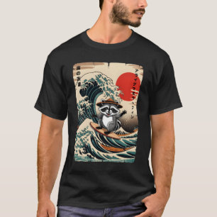 Surfen Waschbär Kawaii Anime Große Welle Surfen Ja T-Shirt