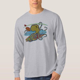 Surfende Halloween-Krake T-Shirt