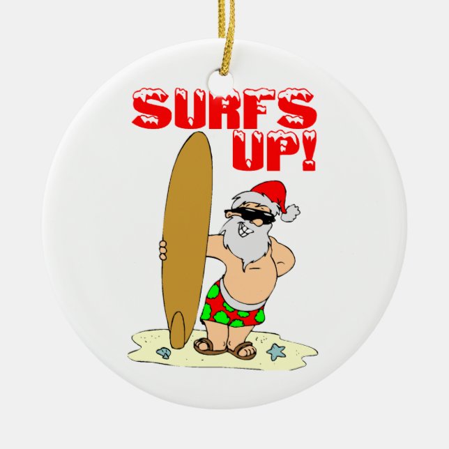 Surfende Sankt Keramik Ornament (Vorne)