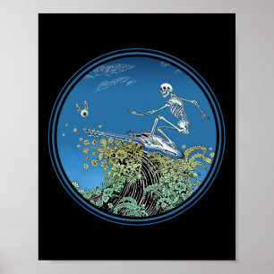 Surfende Skelett-Kreis - Von Emek Artman Poster