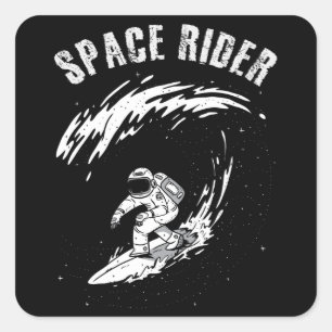 Surfender Astronaut Weltraum-Reiter Quadratischer Aufkleber