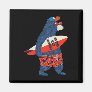 Surfender Bär am Strand von San Diego, Kalifornien Magnet