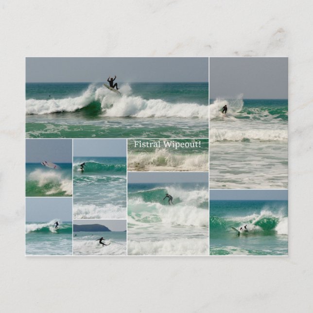 Surfender Fistral Newquay Cornwall Wipeout Postkarte (Vorderseite)