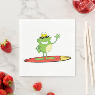 Surfender Frosch mit Sonnenbrille Serviette