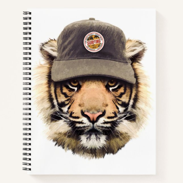 Surfender Tiger Notizbuch (Vorderseite)