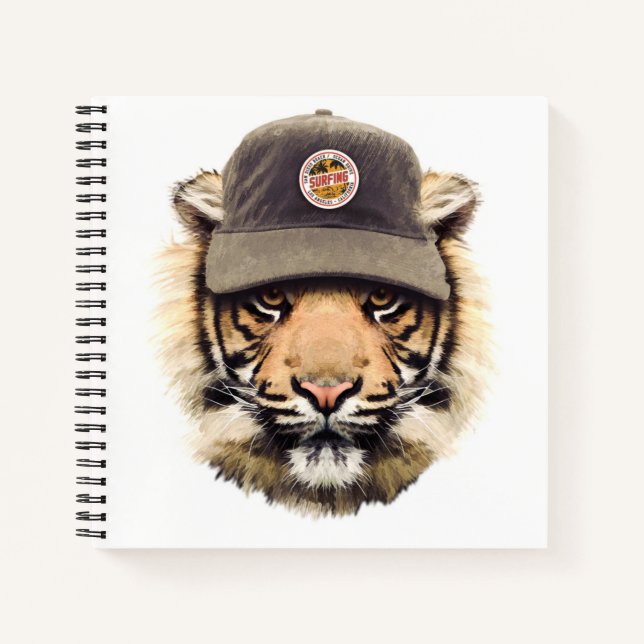Surfender Tiger Notizbuch (Vorderseite)