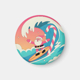 Surfender Weihnachtsmann auf einer Zuckerrohrwelle Magnet