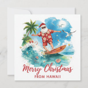 Surfender Weihnachtsmann auf Hawaii – Tropisches W Feiertagskarte
