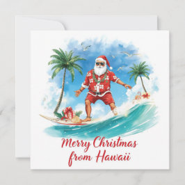 Surfender Weihnachtsmann auf Hawaii – Tropisches W Feiertagskarte