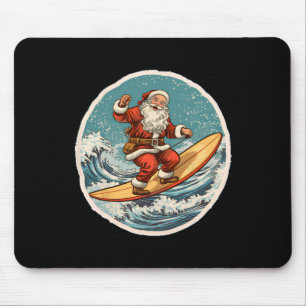 Surfender Weihnachtsmann auf Surfbrett Weihnachten Mousepad