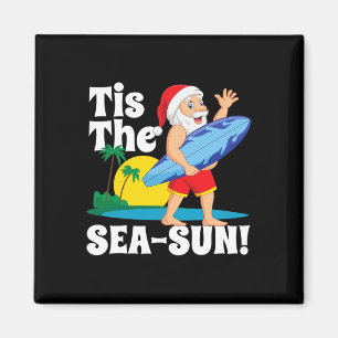 Surfender Weihnachtsmann ist das Meer-Sonne Weihna Magnet