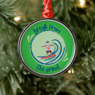 Surfender Weihnachtsmann-Schmuck Ornament Aus Metall