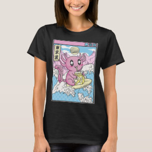 Surfendes Axolotl trinkt Nana-Milch Kawaii Anime V T-Shirt