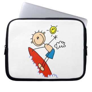 Surfendes Jungen-Strichmännchen Laptopschutzhülle