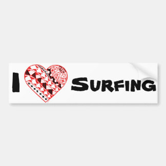 Surfendes LineA I Herz (Polynesier) Autoaufkleber