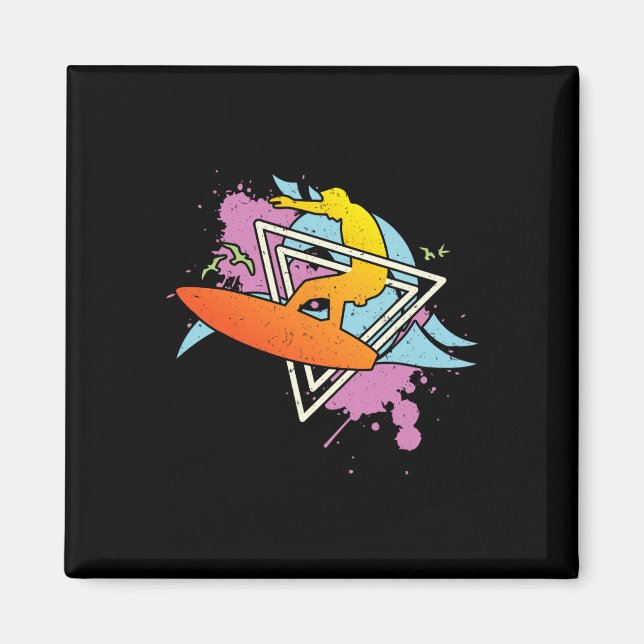 Surfer 80er 90er Vaporwave Surfbrett  Magnet (Vorne)