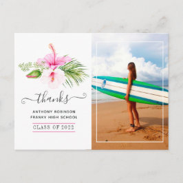 Surfer Adventure Graduation Party Vielen Dank Postkarte