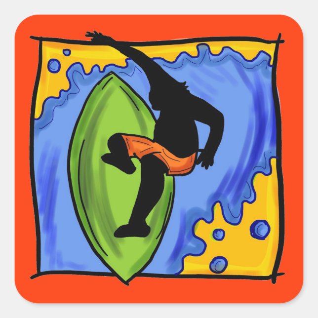 Surfer-Aufkleber Quadratischer Aufkleber (Vorderseite)