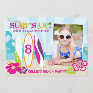 Surfer-Baby-und Brandungs-Brett-Strand-Geburtstag Einladung
