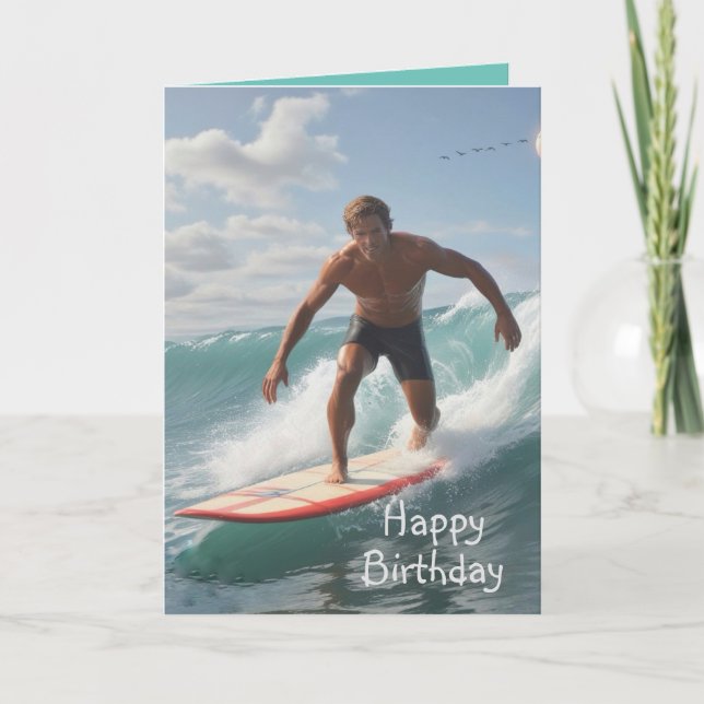 Surfer Birthday Karte (Vorderseite)