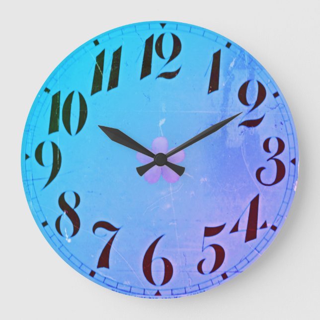 Surfer Blue Lavender Blume Große Wanduhr (Vorderseite)