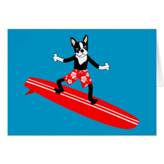 Surfer Bostons Terrier Longboard