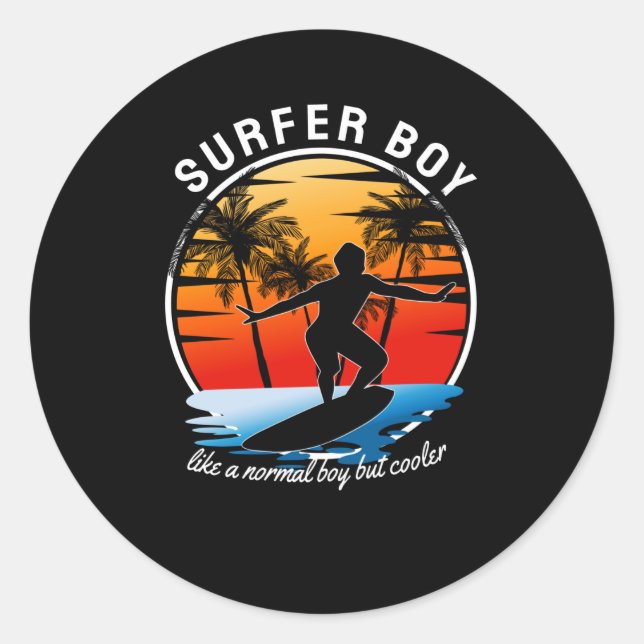Surfer Boy wie ein normaler Junge, aber Cooler Runder Aufkleber (Vorderseite)