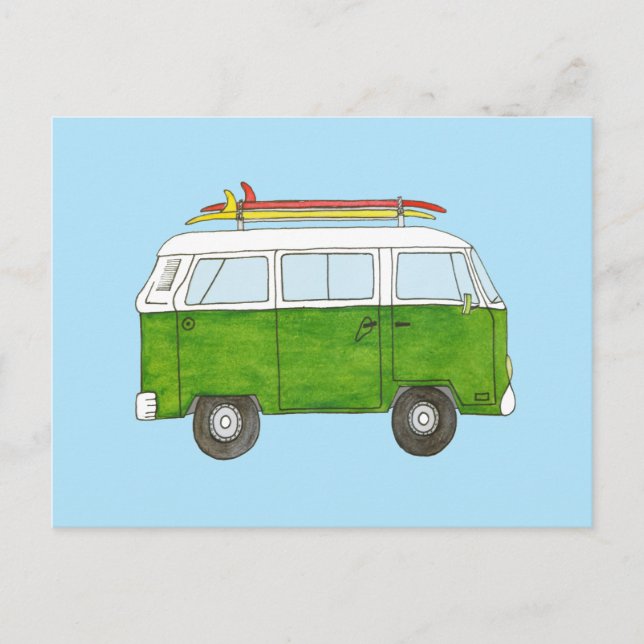 Surfer Campervan Postkarte (Vorderseite)