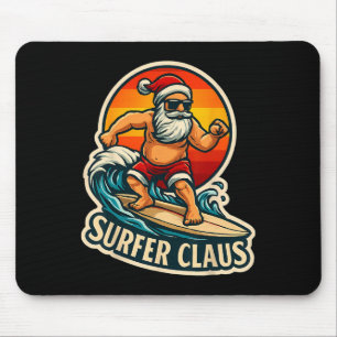 Surfer Claus Lustiger Santa Surf-Lehrer Surfen C Mousepad