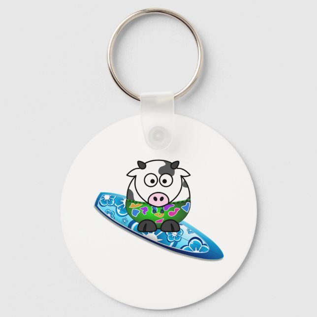 Surfer Cow Schlüsselanhänger (Vorderseite)