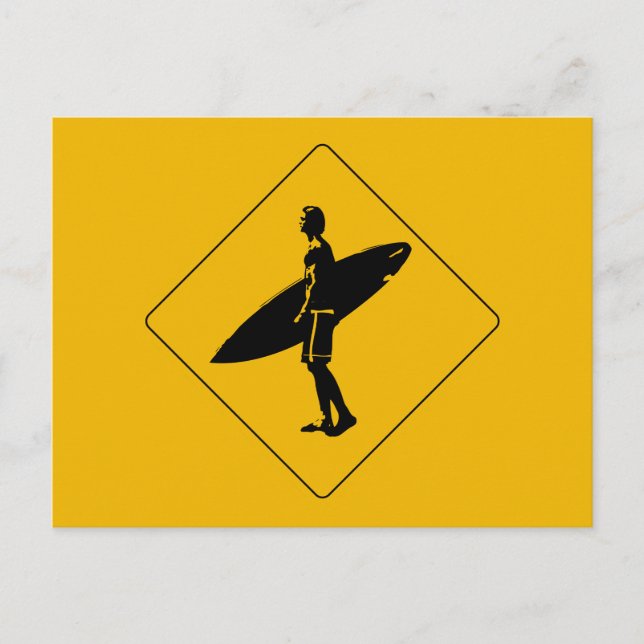 Surfer Crossing Warning Sign, San Diego Postkarte (Vorderseite)