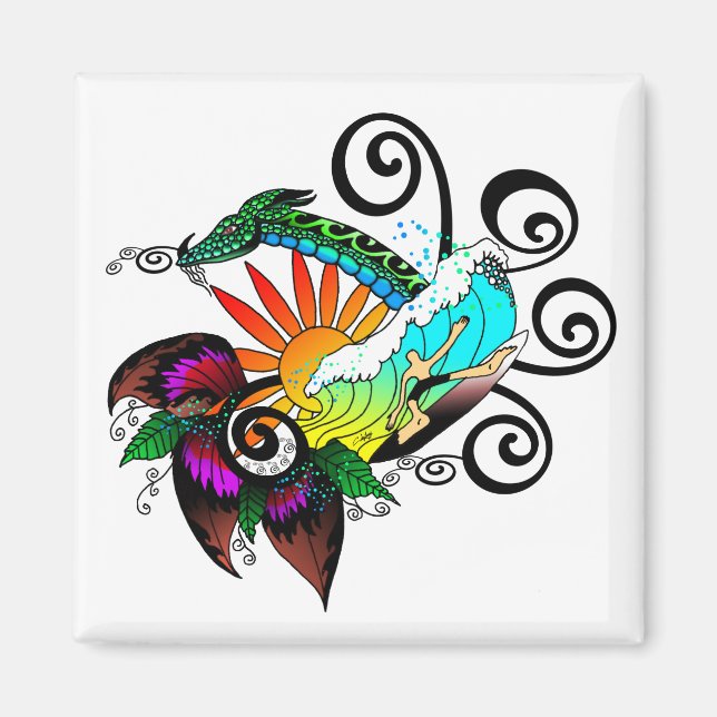 Surfer Dude Cartoon Magnet (Vorne)