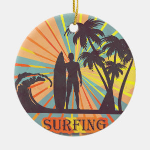 Surfer Dude Ceramic Ornament