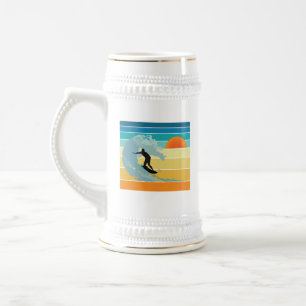 Surfer Dude Vintage Sonnenuntergang Bierglas