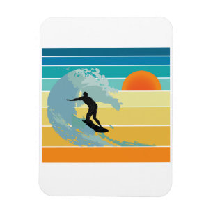 Surfer Dude Vintage Sonnenuntergang Magnet