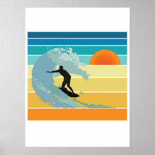 Surfer Dude Vintage Sonnenuntergang Poster