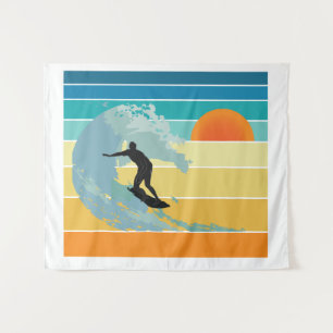 Surfer Dude Vintage Sonnenuntergang Wandteppich