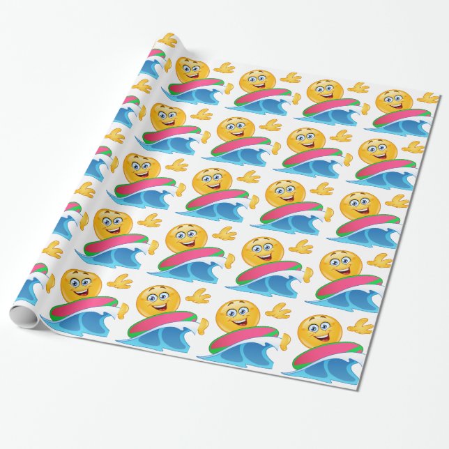 Surfer-Emoji Geschenkpapier (Ungerollt)