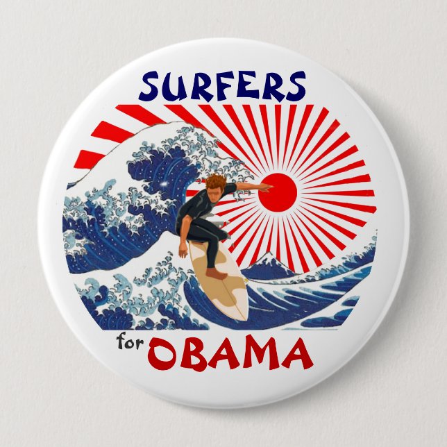 Surfer für Obama Button (Vorderseite)